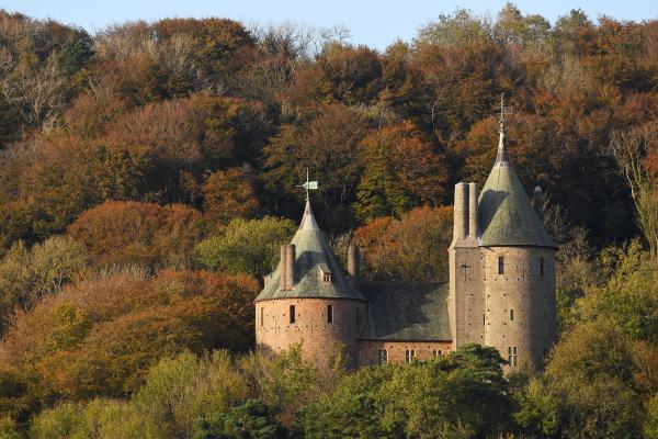 castell wedi'i amgylchynu gan goed - Castell Coch